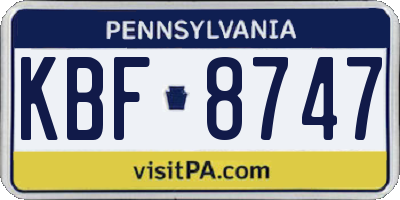 PA license plate KBF8747