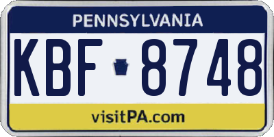 PA license plate KBF8748