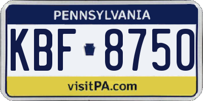 PA license plate KBF8750