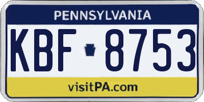 PA license plate KBF8753