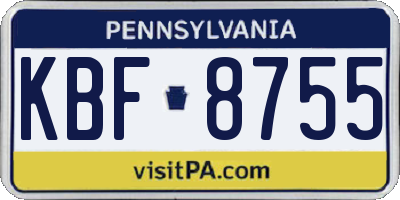 PA license plate KBF8755