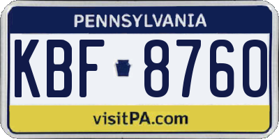 PA license plate KBF8760