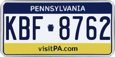 PA license plate KBF8762
