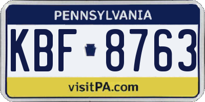 PA license plate KBF8763