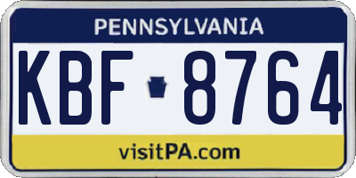 PA license plate KBF8764