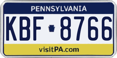PA license plate KBF8766