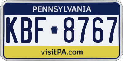 PA license plate KBF8767
