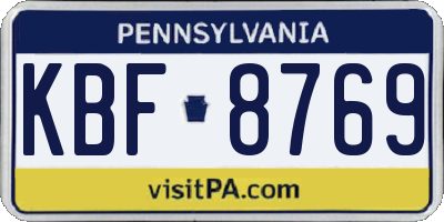 PA license plate KBF8769