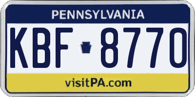 PA license plate KBF8770