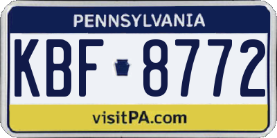 PA license plate KBF8772
