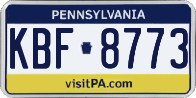 PA license plate KBF8773