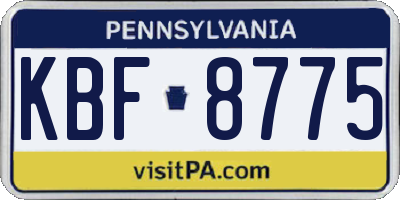 PA license plate KBF8775