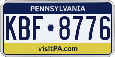 PA license plate KBF8776