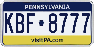 PA license plate KBF8777
