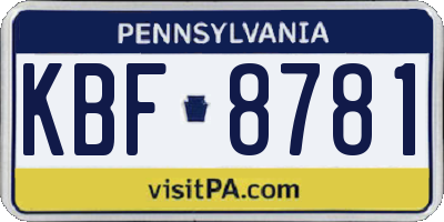 PA license plate KBF8781