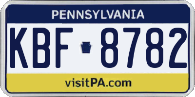 PA license plate KBF8782