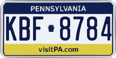 PA license plate KBF8784