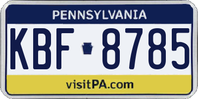 PA license plate KBF8785