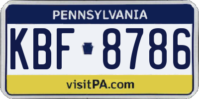 PA license plate KBF8786