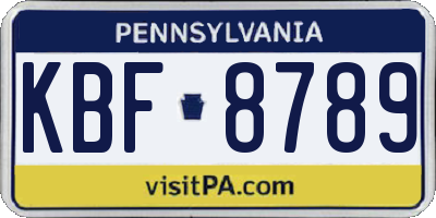 PA license plate KBF8789