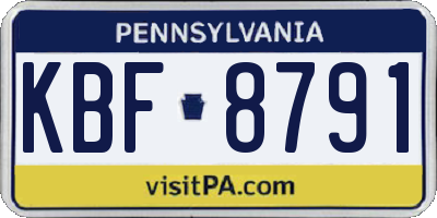 PA license plate KBF8791