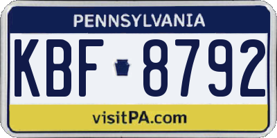 PA license plate KBF8792