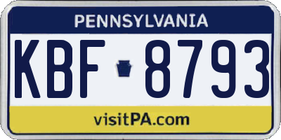 PA license plate KBF8793