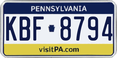 PA license plate KBF8794