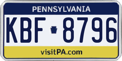 PA license plate KBF8796