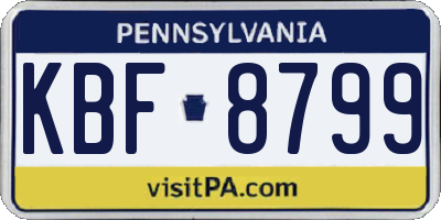 PA license plate KBF8799