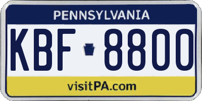 PA license plate KBF8800