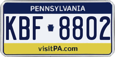 PA license plate KBF8802