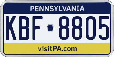 PA license plate KBF8805