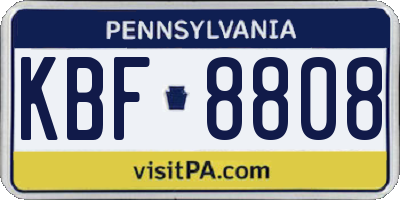 PA license plate KBF8808