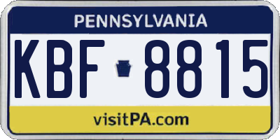 PA license plate KBF8815