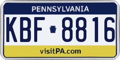 PA license plate KBF8816
