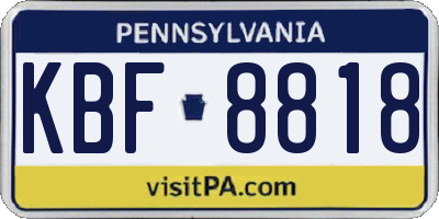PA license plate KBF8818