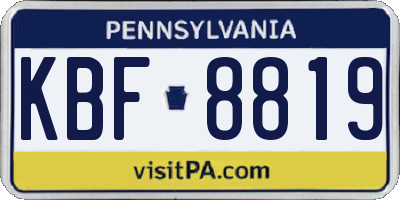 PA license plate KBF8819