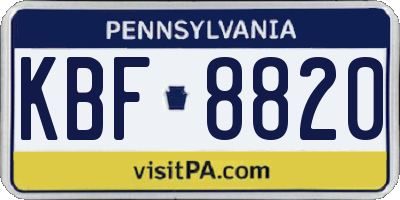 PA license plate KBF8820