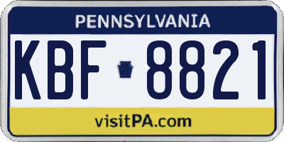 PA license plate KBF8821