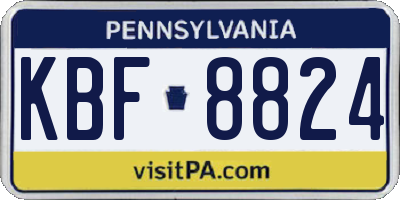 PA license plate KBF8824
