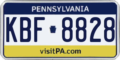 PA license plate KBF8828