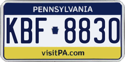PA license plate KBF8830