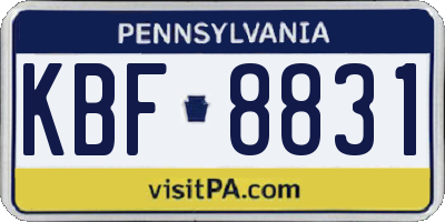 PA license plate KBF8831