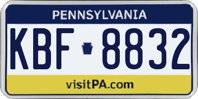 PA license plate KBF8832