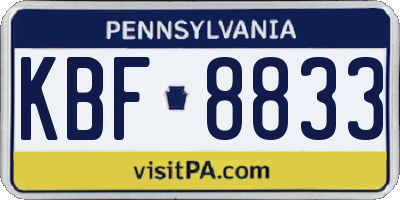 PA license plate KBF8833
