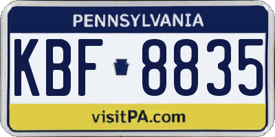 PA license plate KBF8835