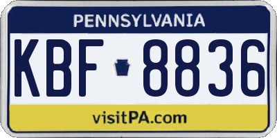 PA license plate KBF8836