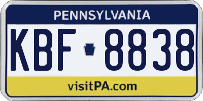 PA license plate KBF8838