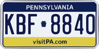 PA license plate KBF8840